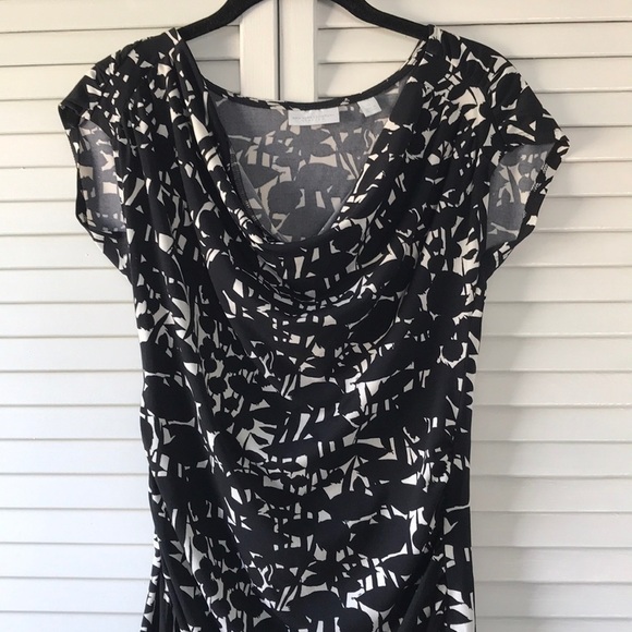 3/$25 New York & Company Black White Cap Sleeve Blouse - Picture 1 of 5